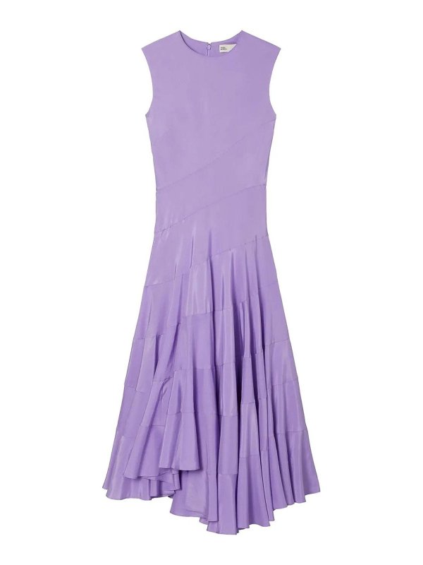 TORY BURCH: abiti al ginocchio - Vestito di seta in cotone svasato