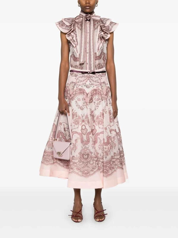 The Best Shops ZIMMERMANN: ニーレングススカート＆ミディ丈 - 膝丈/ミディスカート - ヌードカラー