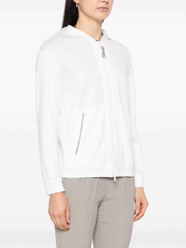 Tシャツ・カットソー BRUNELLO CUCINELLI Women Hoodies MD828SB806C8329 WHITE Brunello Cucinelli Hooded sweatshirt