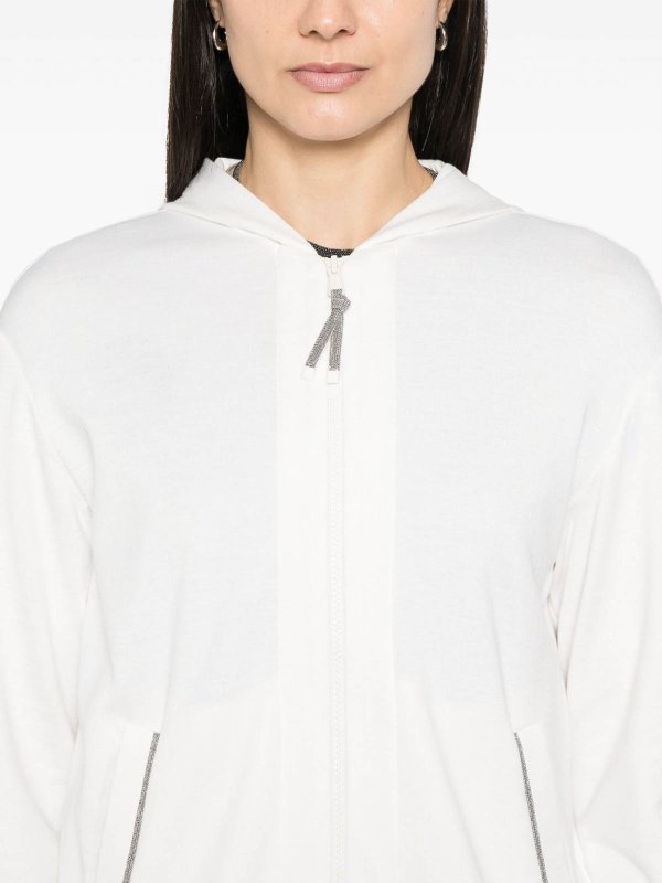 Tシャツ・カットソー BRUNELLO CUCINELLI Women Hoodies MD828SB806C8329 WHITE Brunello Cucinelli Hooded sweatshirt
