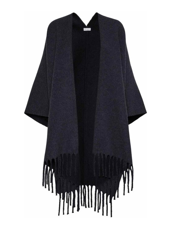 BRUNELLO CUCINELLI: ケープ＆ポンチョ - ケープ/ポンチョ - グレー