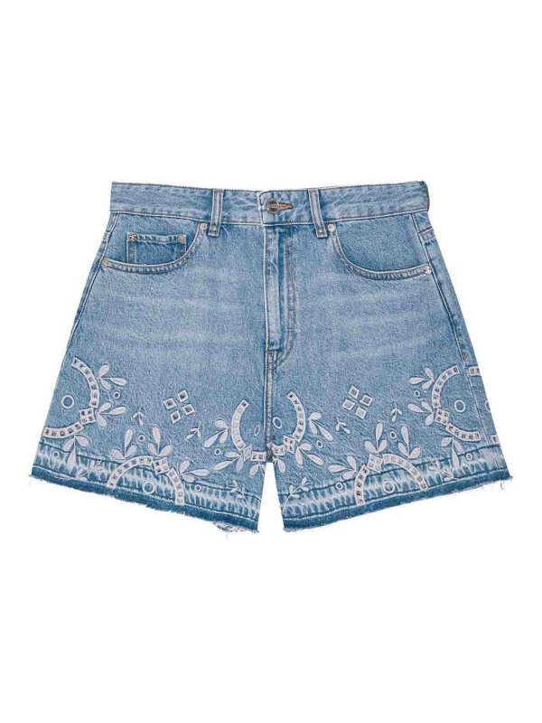 GANNI: pantaloni shorts - Shorts in Pizzo Sangallo