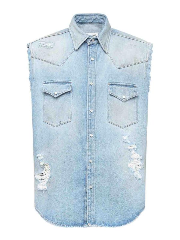 MM6 MAISON MARGIELA: シャツ - シャツ - ブルー