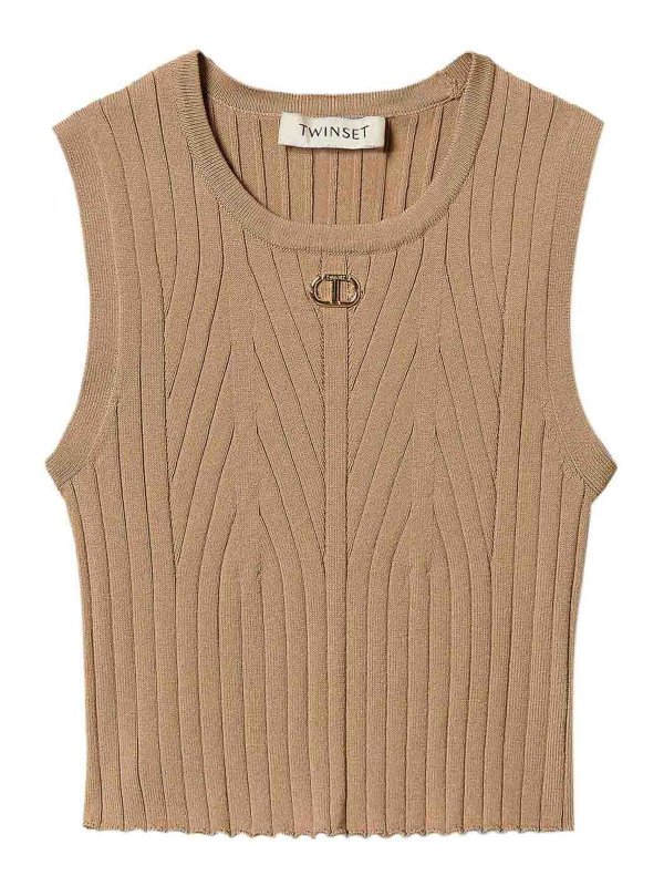 TWINSET: Tops und Tank Tops - Top - Beige