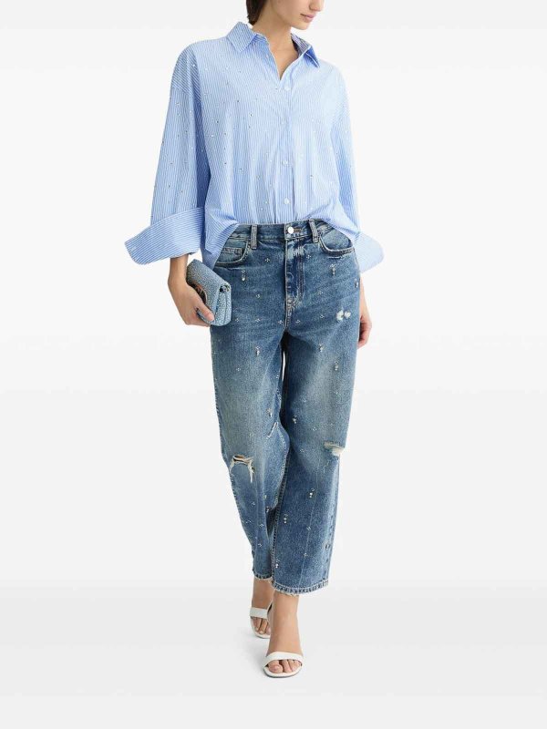 Straight jeans with rhinestones shop online: Liu Jo