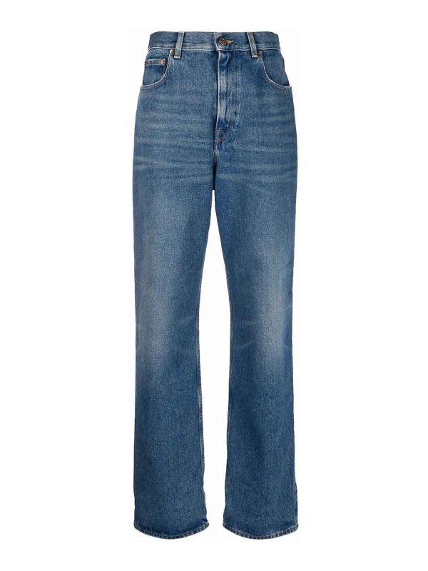 GOLDEN GOOSE: ストレートジーンズ - ストレートジーンズ - ブルー