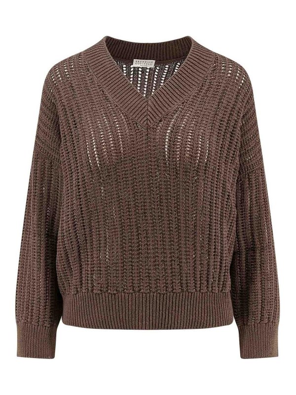 BRUNELLO CUCINELLI: ボートネック - ボートネック - ブラウン