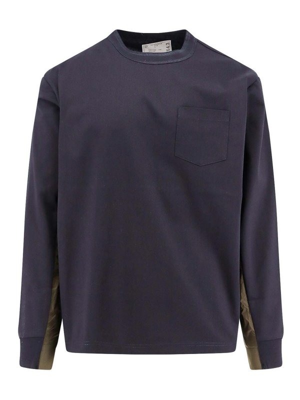 Sacai: blouses - T-Shirt  and blue pole