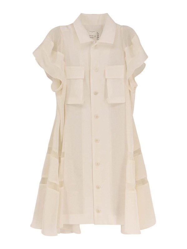 Sacai: ニーレングスドレス - 膝丈ドレス - 白