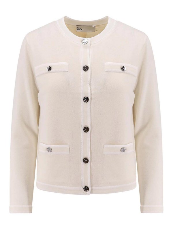TORY BURCH: maglia collo a barchetta - Maglie Beige