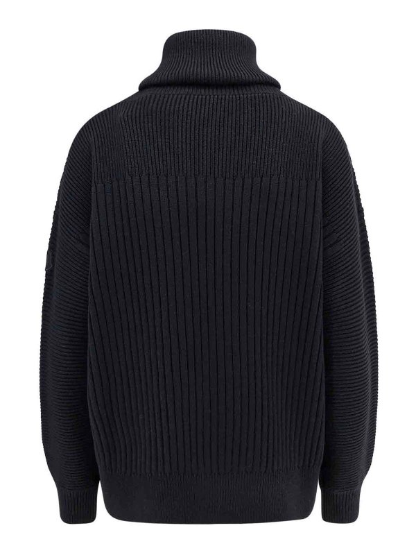 MONCLER: Escotes barcos online - Suéter Con Escote Barco - Negro