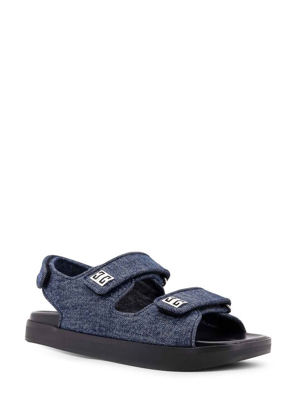 GIVENCHY｜SANDALS (BE3086E1T5 004) GIVENCHY 4G logo-embellished leather-trimmed canvas sandals