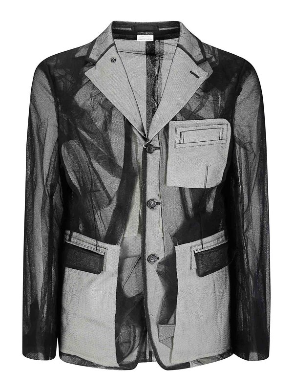 COMME DES GARÇONS HOMMES PLUS: casual jackets - Black tulle jacket