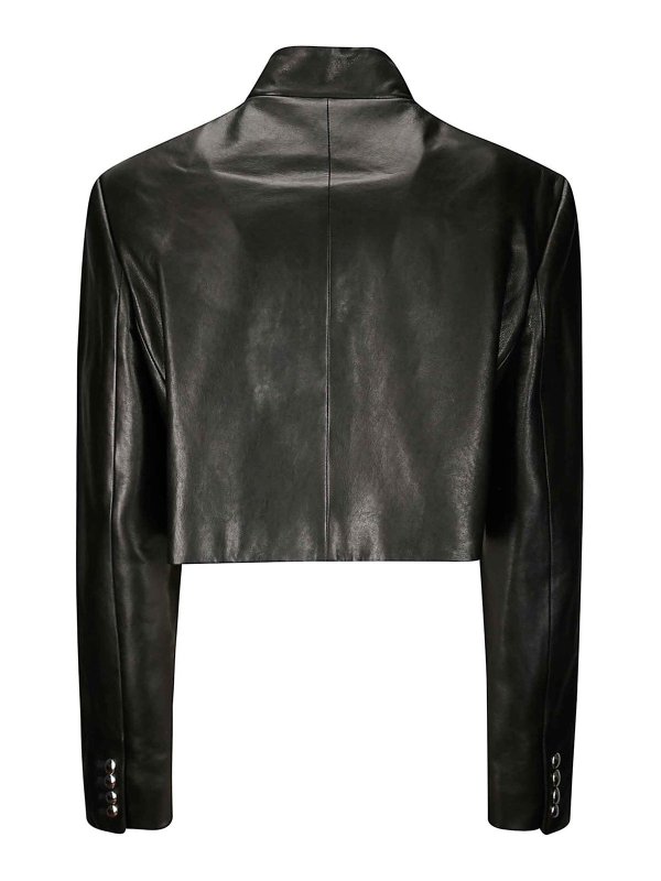 KHAITE: casual jackets online - Slightly wide -sized cropped leather jacket