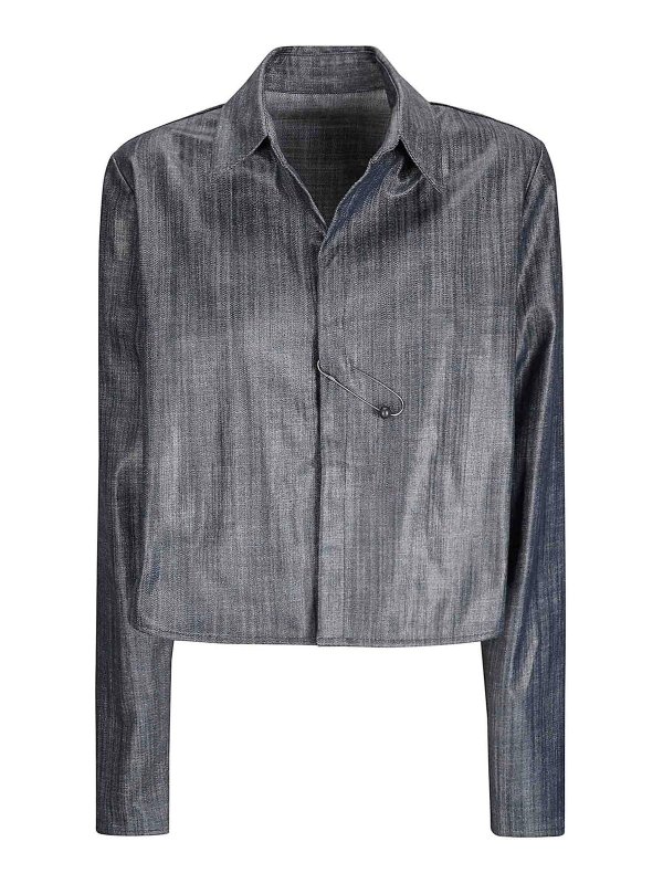 MARIA CALDERARA: casual jackets - Short medium dark denim jacket