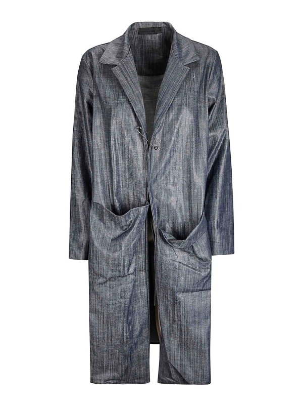 MARIA CALDERARA: giacche blazer - Giacca lunga in denim medio scuro