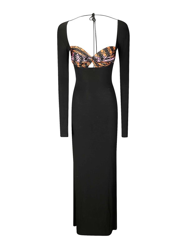 MARINE SERRE: abiti lunghi - Vestito  lungo in viscosa a maniche lunghe