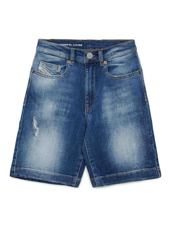 DIESEL: トラウザーショーツ - ショートパンツ - ミディアムウォッシュ