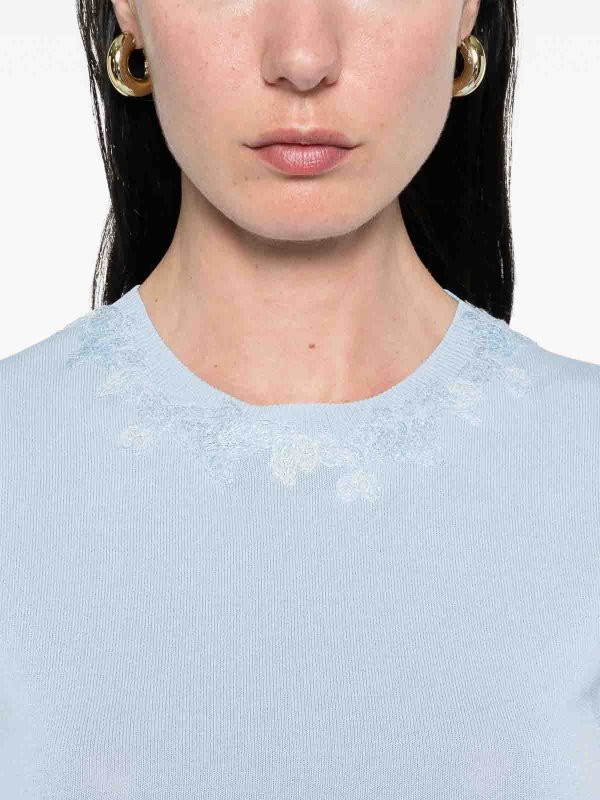 The Best Shops ERMANNO FIRENZE: U-Boot-Ausschnitt - U-Boot-Pullover - Hellblau