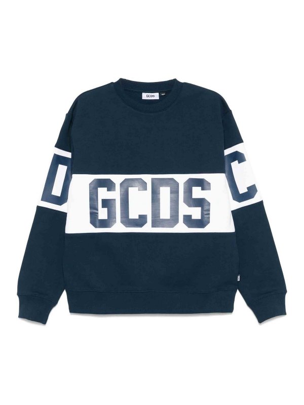 GCDS: Suéteres con cuello pico - Suéter Cuello Redondo - Azul Oscuro