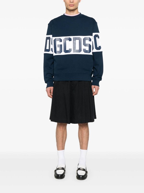 GCDS: Suéteres con cuello pico online - Suéter Cuello Redondo - Azul Oscuro