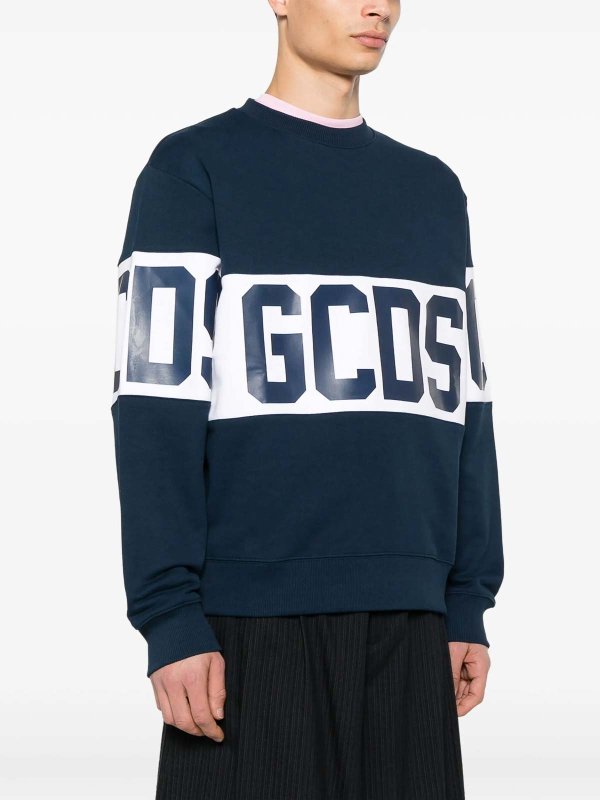 The Best Shops GCDS: Suéteres con cuello pico - Suéter Cuello Redondo - Azul Oscuro