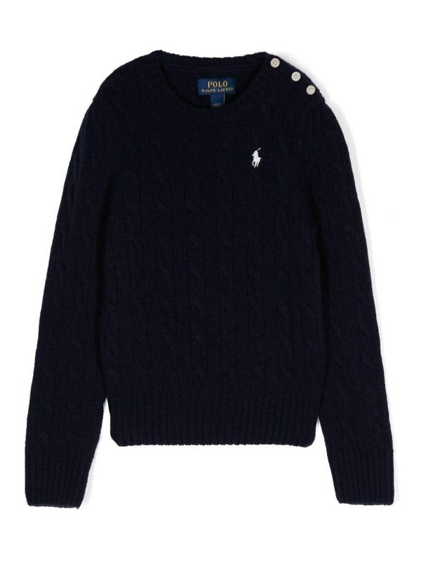 RALPH LAUREN: Strickpullover mit Rundhalsausschnitt - Rundhalspullover - Dunkelblau
