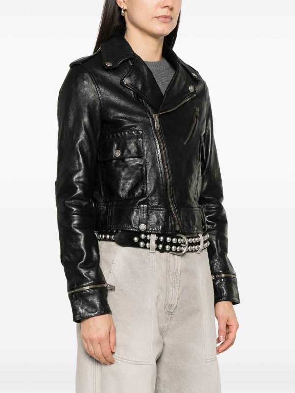 レザージャケット - 黒 shop online: GOLDEN GOOSE