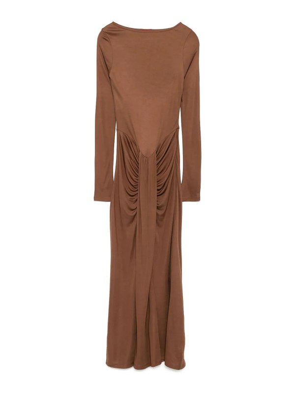 STAUD: knee length dresses - Draped midi dress