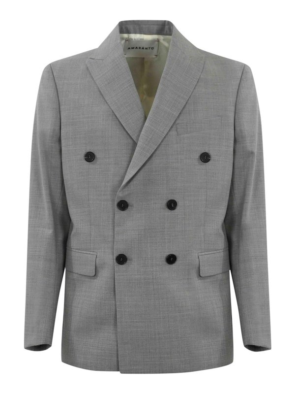 AMARANTO: casual jackets - Double-Breasted Wool Blend Jacket
