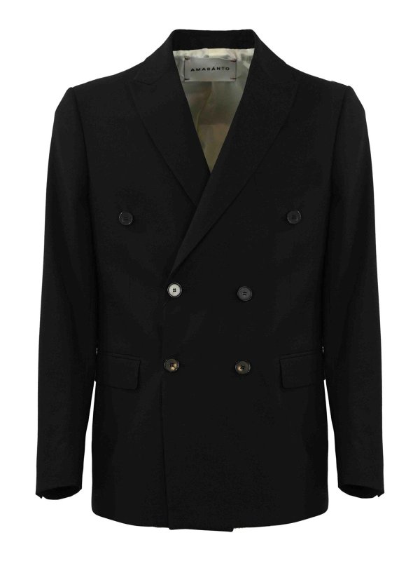 AMARANTO: casual jackets - Double-Breasted Wool Blend Jacket