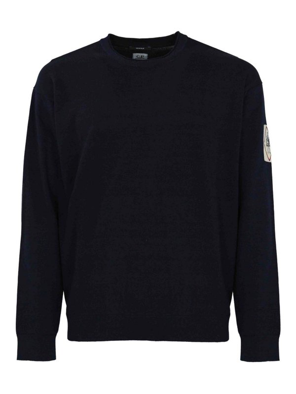 C.P. COMPANY: crew necks - Indigo Cotton Sweater Vanis