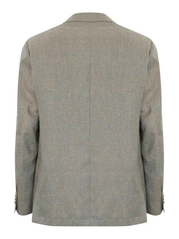 CORNELIANI: casual jackets online - Single-Breasted Jacket In Linen And Lyocell