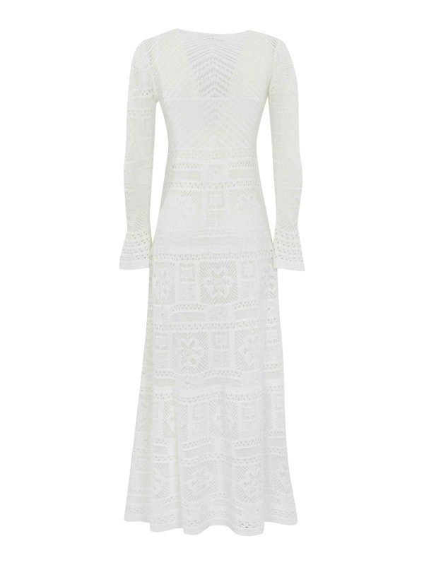 Exterior Abito patchwork lungo di cotone Bianco 603461BIAN