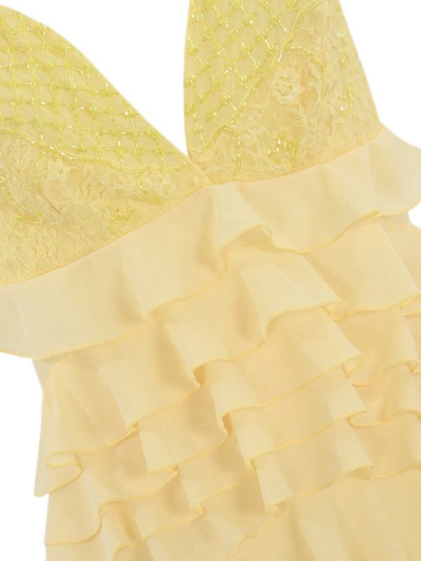 The Best Shops ELISABETTA FRANCHI: knee length dresses - Red Carpet Georgette Dress With Ruffles