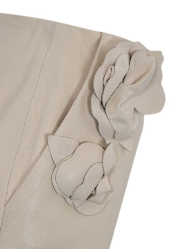 The Best Shops ELISABETTA FRANCHI: Knee length skirts & Midi - Leather Skirt With Floral Applications