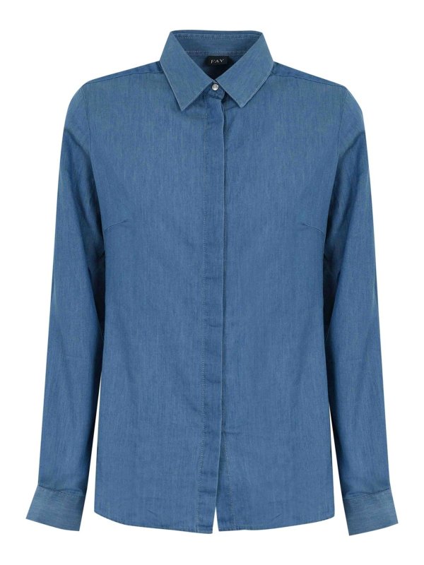 FAY: camicie - Camicia di denim di cotone in forma slim