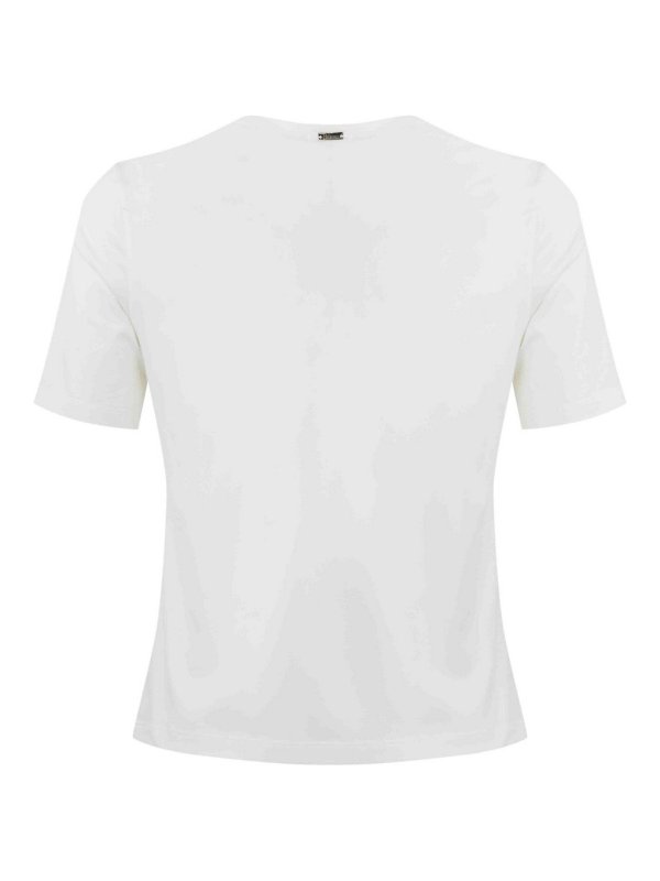 HERNO: t-shirt online - T-shirt di cotone con sciarpa di seta