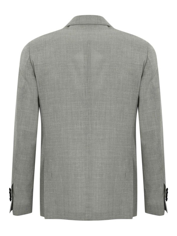 LARDINI: casual jackets online - Double-Breasted Jacket In Wool Silk And Linen