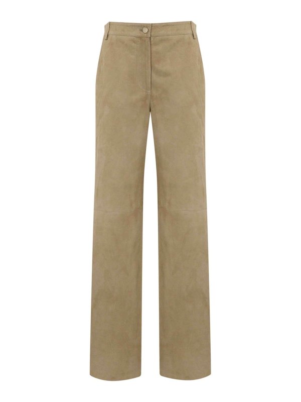 MAX MARA STUDIO: レザートラウザー - レザーパンツ - ベージュ