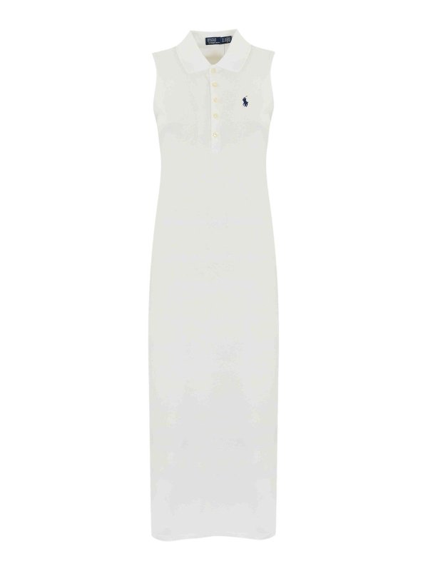 POLO RALPH LAUREN: Knielange Kleider - Knielanges Kleid - Weiß