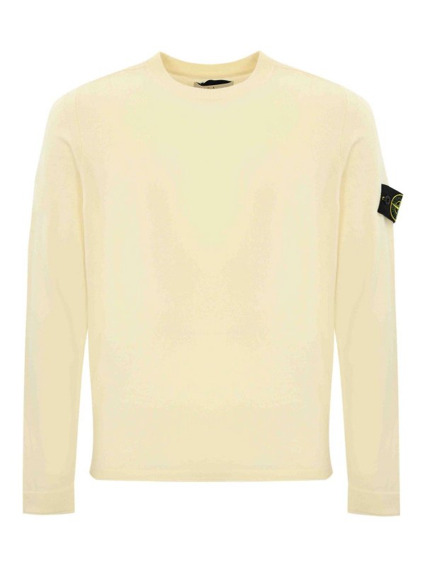 STONE ISLAND: maglia collo rotondo - Maglione 5100062 chiaro crudo in cotone