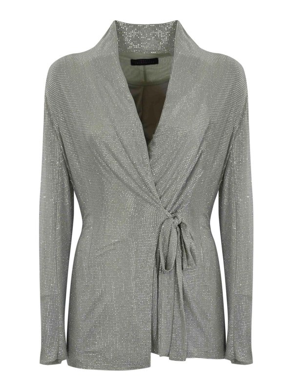 TWENTY FOURHAITCH: casual jackets - Marrakech Silver Jacket With Rhinestones