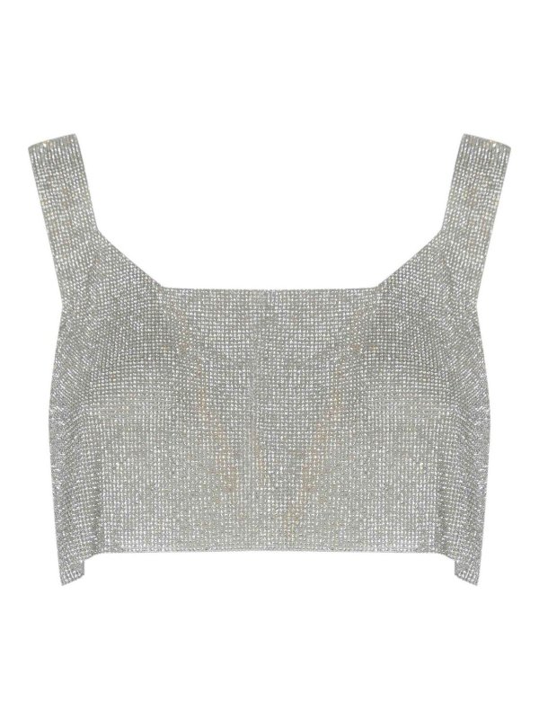 TWENTY FOURHAITCH: Tops & Tank tops - Top Athens Silver In Rhinestone Mesh