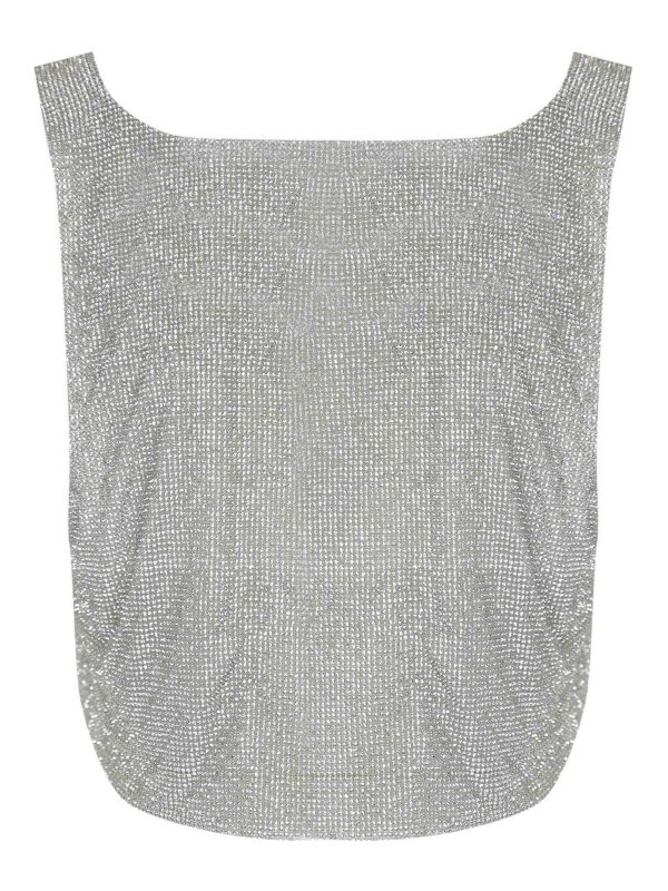 TWENTY FOURHAITCH: Tops & Tank tops online - Top Athens Silver In Rhinestone Mesh