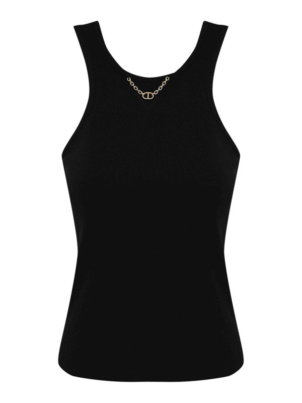 TWINSET: Tops y camisetas sin mangas - Top - Negro