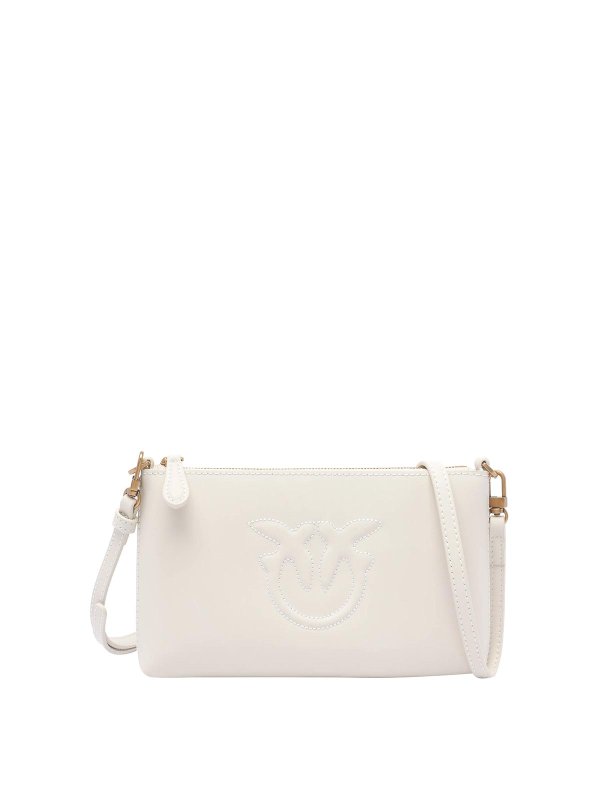 Pinko: cross body bags - White Horizontal Flat Bag