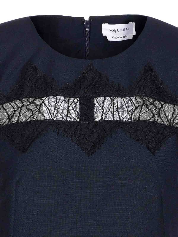 膝丈ドレス - ブルー shop online: ALEXANDER MCQUEEN