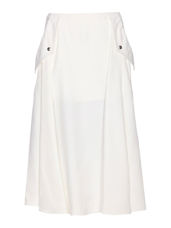 BOTTEGA VENETA: ニーレングススカート＆ミディ丈 - 膝丈/ミディスカート - 白