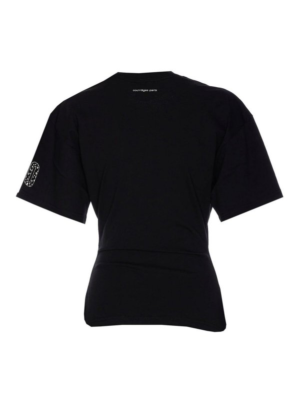 Courreges: t-shirt online - T-shirt a logo stampato a vita